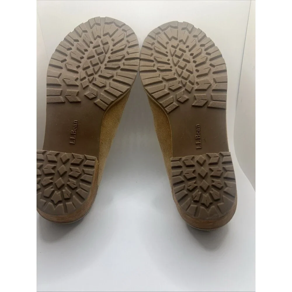 L.L. Bean Deerfield Tan Suede Mule Slip-On Shoes Women's Size 7.5